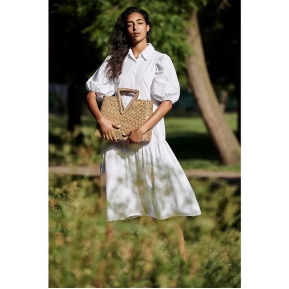 Anthropologie AMADI  Cordelia Tiered Midi Shirtdress in White XS NWOT - Picture 15 of 15